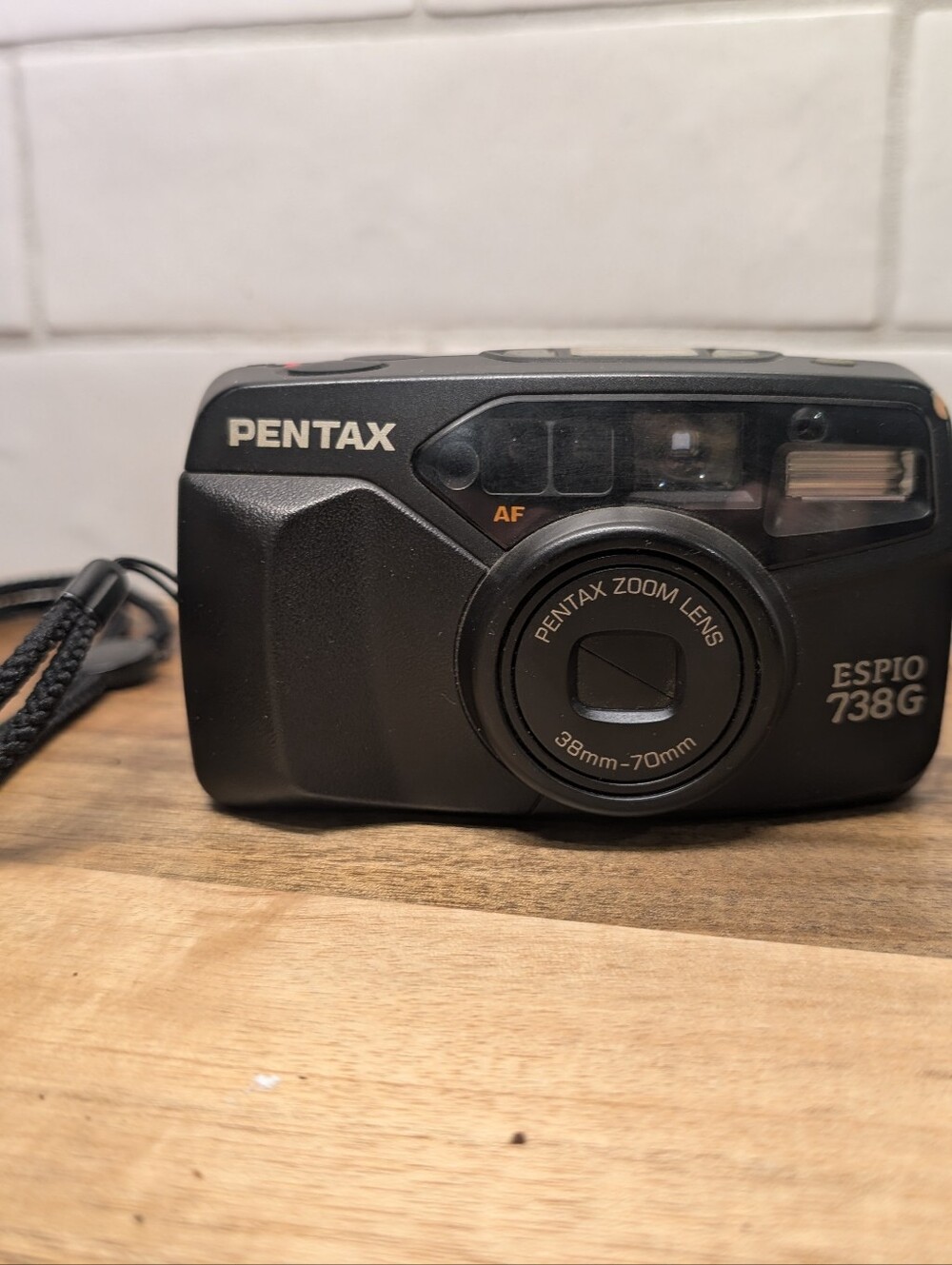 1998 Pentax Black Espio 738G Compact 35mm Camera 38-70mm Zoom - Tested Working
